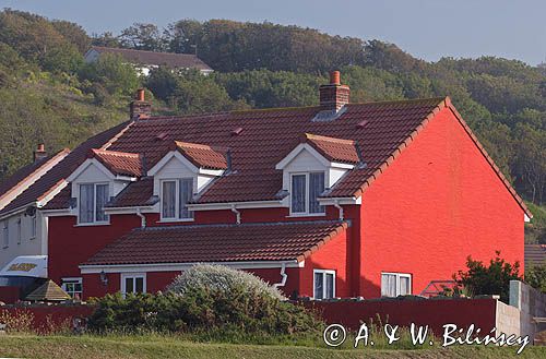 dom w Braye na wyspie Alderney, Channel Islands, Anglia, Wyspy Normandzkie, Kanał La Manche
