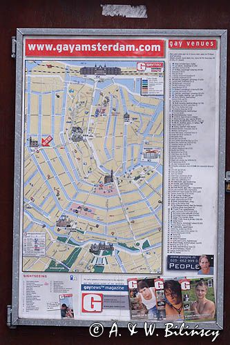mapa w punkcie informacyjnym dla lesbijek i gejów, Amsterdam, Holandia