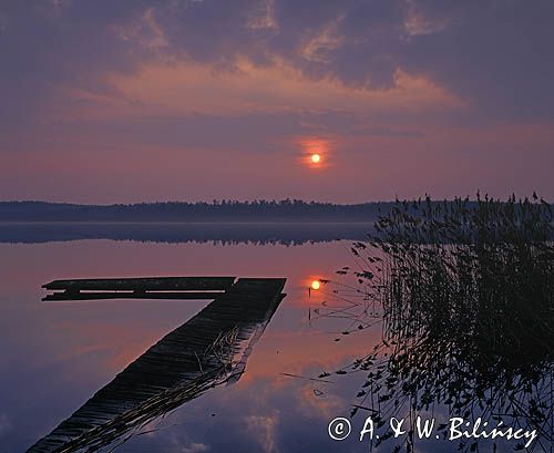 Zachód słońca nad jeziorem Bełdany, Mazuski Park Krajobrazowy, Polska