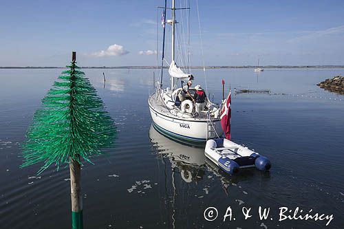 Szlak wodny z portu na wyspie Birkholm, Archipelag Południowej Fionii, Dania