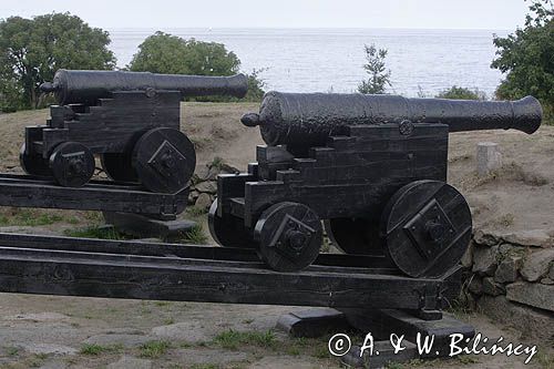 armaty na wybrzeżu w Svaneke na wyspie Bornholm, Dania