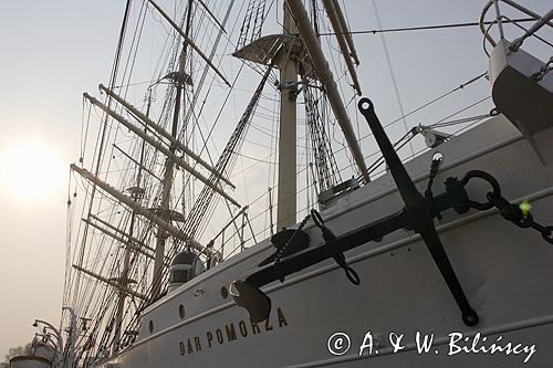 żaglowiec muzeum Dar Pomorza przy nabrzeżu w Gdyni