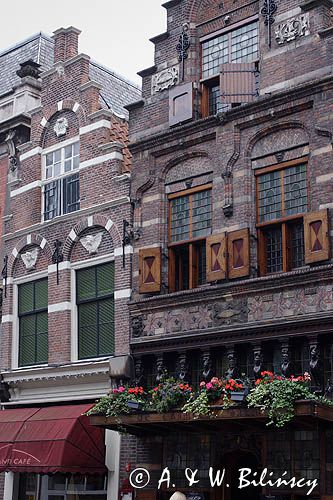 Dordrecht, domy nad kanałem, Holandia