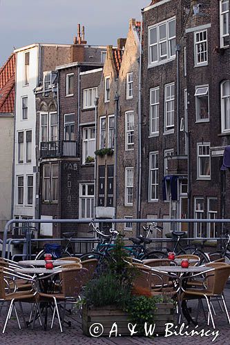 Dordrecht, domy i restauracja nad kanałem, Holandia