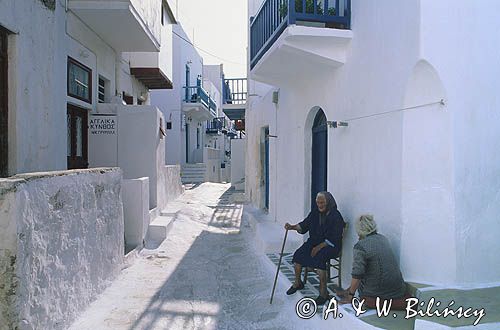 Grecja wyspa Mykonos Cyklady, uliczka Mykonos, Cyclades, Greece