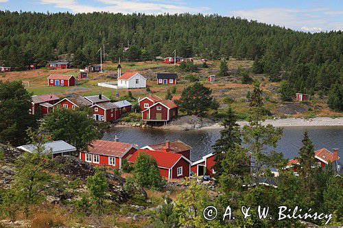 wioska rybacka na wyspie Grisslan, Hoga Kusten, Szwecja, Zatoka Botnicka