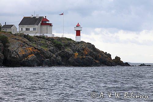 Latarnia morska Gullholmen, Oslo Fjord, Południowa Norwegia, Fiord Oslo