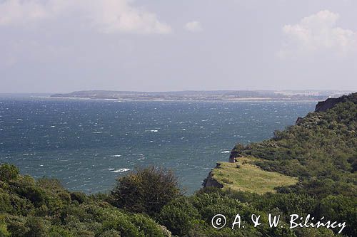 klif, wyspa Hiddensee, w głębi wyspa Rugia, Mecklenburg-Vorpommern, Bałtyk, Niemcy