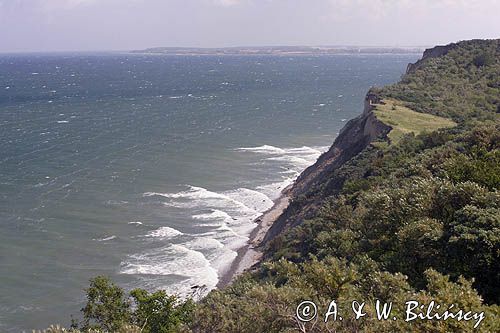 klif, wyspa Hiddensee, w głębi wyspa Rugia, Mecklenburg-Vorpommern, Bałtyk, Niemcy