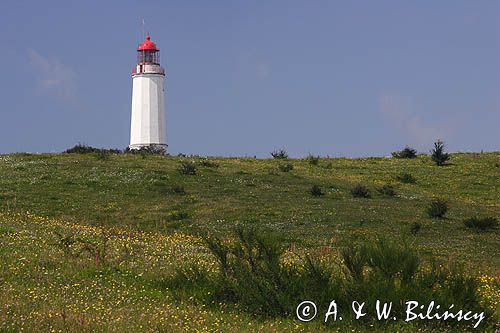 latarnia morska na północnym krańcu wyspy Hiddensee, Mecklenburg-Vorpommern, Niemcy