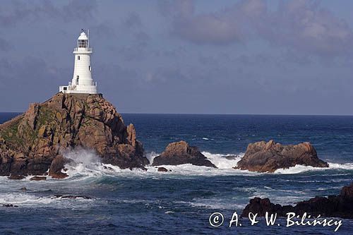 latarnia morska La Corbiere, wyspa Jersey, Channel Islands, Anglia, Wyspy Normandzkie, Kanał La Manche