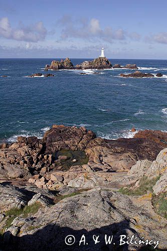 latarnia morska La Corbiere, wyspa Jersey, Channel Islands, Anglia, Wyspy Normandzkie, Kanał La Manche