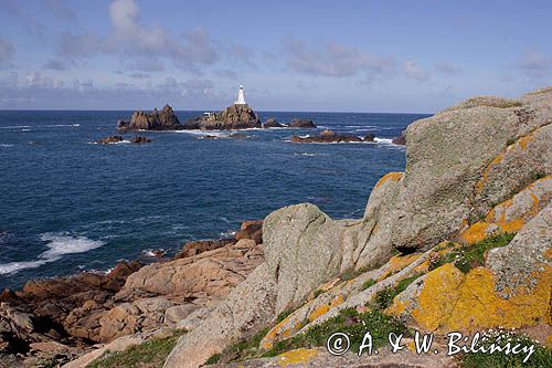 latarnia morska La Corbiere, wyspa Jersey, Channel Islands, Anglia, Wyspy Normandzkie, Kanał La Manche