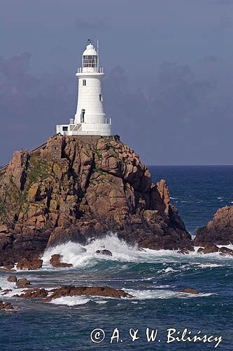 latarnia morska La Corbiere, wyspa Jersey, Channel Islands, Anglia, Wyspy Normandzkie, Kanał La Manche