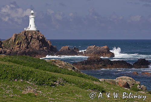 latarnia morska La Corbiere, wyspa Jersey, Channel Islands, Anglia, Wyspy Normandzkie, Kanał La Manche