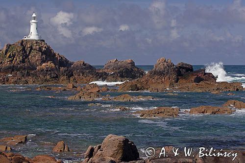 latarnia morska La Corbiere, wyspa Jersey, Channel Islands, Anglia, Wyspy Normandzkie, Kanał La Manche