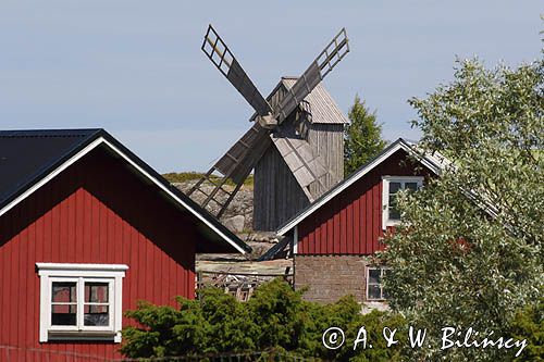 wioska i wiatrak, wyspa Jurmo, szkiery Turku, Finlandia Jurmo Island, Finland