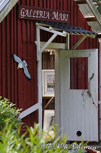 Galeria sztuki, Wioska rybacka na wyspie Kaunissaari koło Kotka, Finlandia, Zatoka Fińska