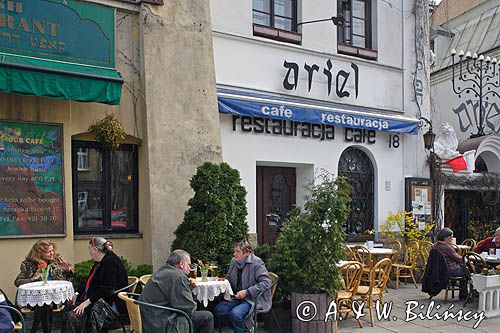 Cracow Krakowski Kazimierz żydowskie miasto fragment ulicy Szerokiej restauracja Ariel