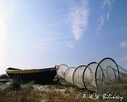 łódź rybacka i sieci, Kuźnica, Półwysep Helski, Polska
