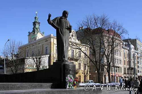 Lwów, Prospekt Swobody i pomnik Tarasa Szewczenki, Ukraina