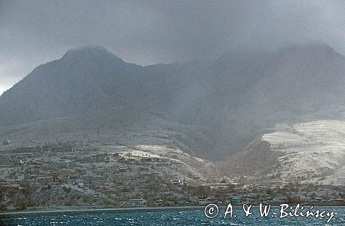 Miasto Plymouth na Montserrat, po wybuchu wulkanu Soufriere Hills, Soufriere na Morzu Karaibskim., Małe Antyle, Montserrat, Karaiby