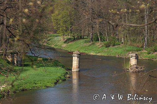 Park Mużakowski, Łęknica, lista światowego dziedzictwa UNESCO, rzeka Nysa Łużycka, widok ze strony polskiej, Filary Mostu Angielskiego