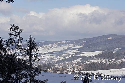 widok z Maciejowej na Rabkę, Gorce