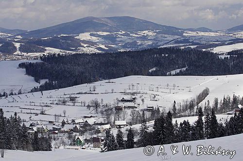 widok z Maciejowej na Rabkę, Gorce