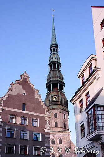 Ryga, wieża kościoła św. Piotra, Sv. Peterbaznica, Stare Miasto, Łotwa