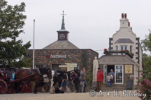 dorozka w The village na wyspie Sark, Channel Islands, Anglia, Wyspy Normandzkie, Kanał La Manche