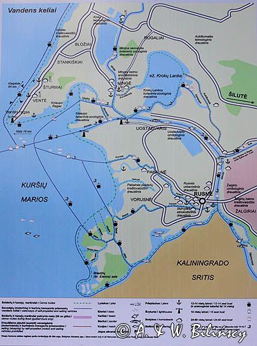 port jachtowy w Silute, rzeka Sysa dopływ rzeki Niemen, Park Regionalny Delty Niemna, Litwa, plan Delty Niemna marina in Silute, Sysa river, Nemunas Delta map, Lithuania