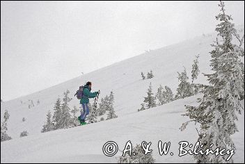 zima, skitouring w Tatrach, Tatrzański Park Narodowy Murań, widok z Murzasichla