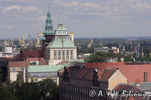 Szczecin, panorama z zamku Książąt Pomorskich, z Wieży Zegarowej, Wały Chrobrego,