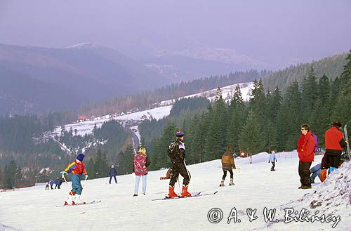 przełęcz Salmopolska, Szczyrk, narciarze