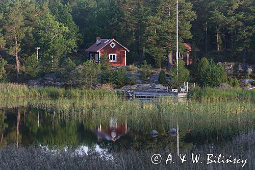 domek na wyspie Storo, Szkiery Szwedzkie, Archipelag Sztokholmski, Szwecja