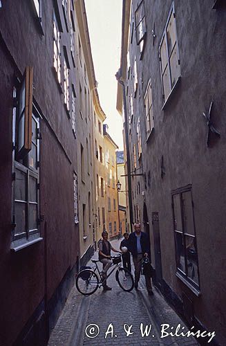 Sztokholm, wąska uliczka na Starym Mieście, Gamla Stan