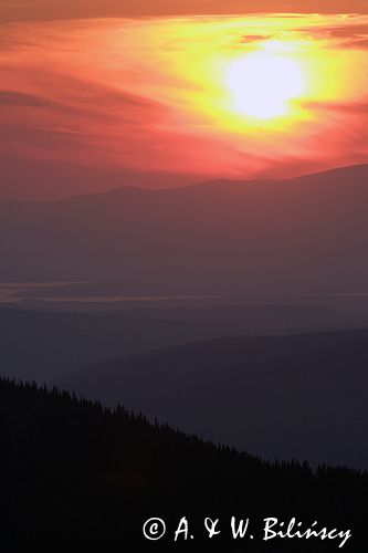 Tatry zachód słońca z Przełęczy Między Kopami