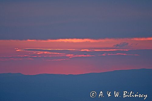 Tatry zachód słońca, widok ze Skrajnej Turni