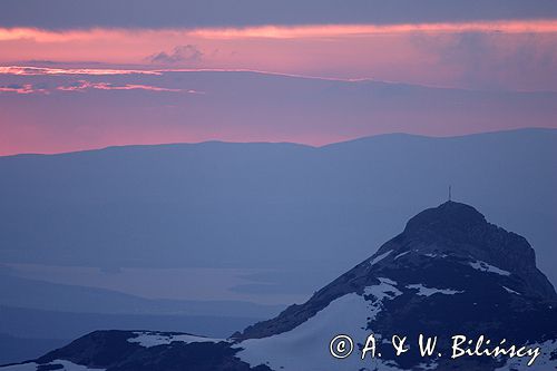 Tatry zachód słońca, widok ze Skrajnej Turni na Beskid