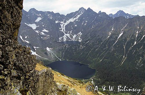 Morskie oko i Czarny Staw pod Rysami, Rysy, Tatry, panorama