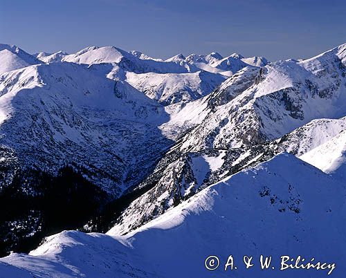 Tatry widok z Kasprowego Wierchu na Tomanową Przełęcz