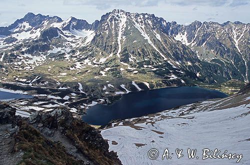 Tatry panorama ze Szpiglasowej Przełęczy, Dolina Pięciu Stawów Polskich, Wielki Staw Polski, Świnica, Zawrat, Mały Kozi Wierch, Zamarła Turnia, Kozi Wierch, Mała Buczynowa Turnia