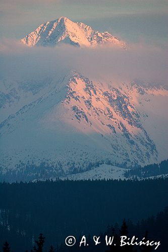 zima, widok na Tatry Wysokie Słowackie z Murzasichla