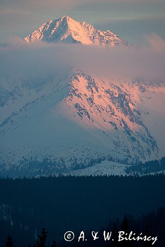 zima, widok na Tatry Wysokie Słowackie z Murzasichla