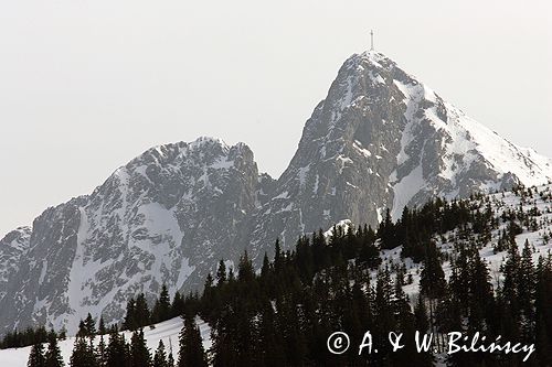 zima, Giewont, widok z Polany na Stołach, Tatrzański Park Narodowy