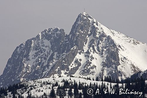 zima, Giewont, widok z Polany na Stołach, Tatrzański Park Narodowy