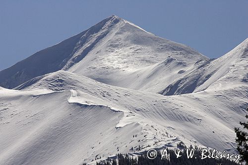 zima, Starorobociański Wierch, widok z Jamborowego Wierchu, Tatrzański Park Narodowy Murań, widok z Murzasichla