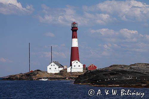 Latarnia morska Faerder w archipelagu Tristein, Południowa Norwegia, Skagerrak