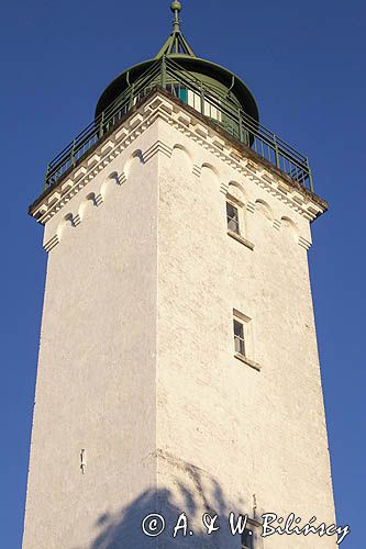 Latarnia morska, wieża kościelna na wyspie Tuno, Kattegat, Dania